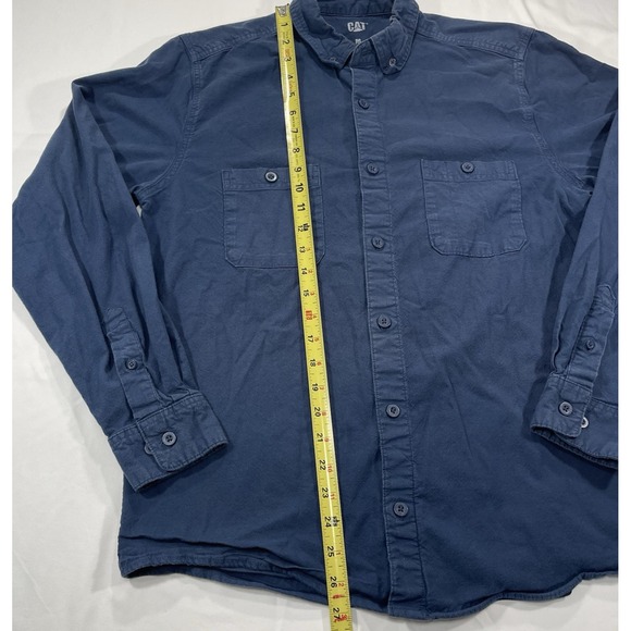 Caterpillar CAT Shirt Men's Sz‎ Medium Navy Blue Button Down Long Sleeve Pockets - Picture 8 of 11